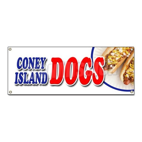 Signmission CONEY ISLAND DOGS BANNER SIGN all beef chili grilled sauerkraut drinks B-Coney Island Dogs - main